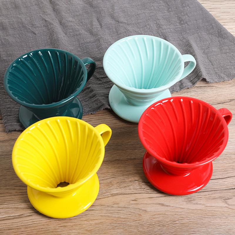 Ceramic Hand-brewed Coffee Filter Cup V60 Conical Filter Thread Drip Coffee Cup Creative Coffee Appliance