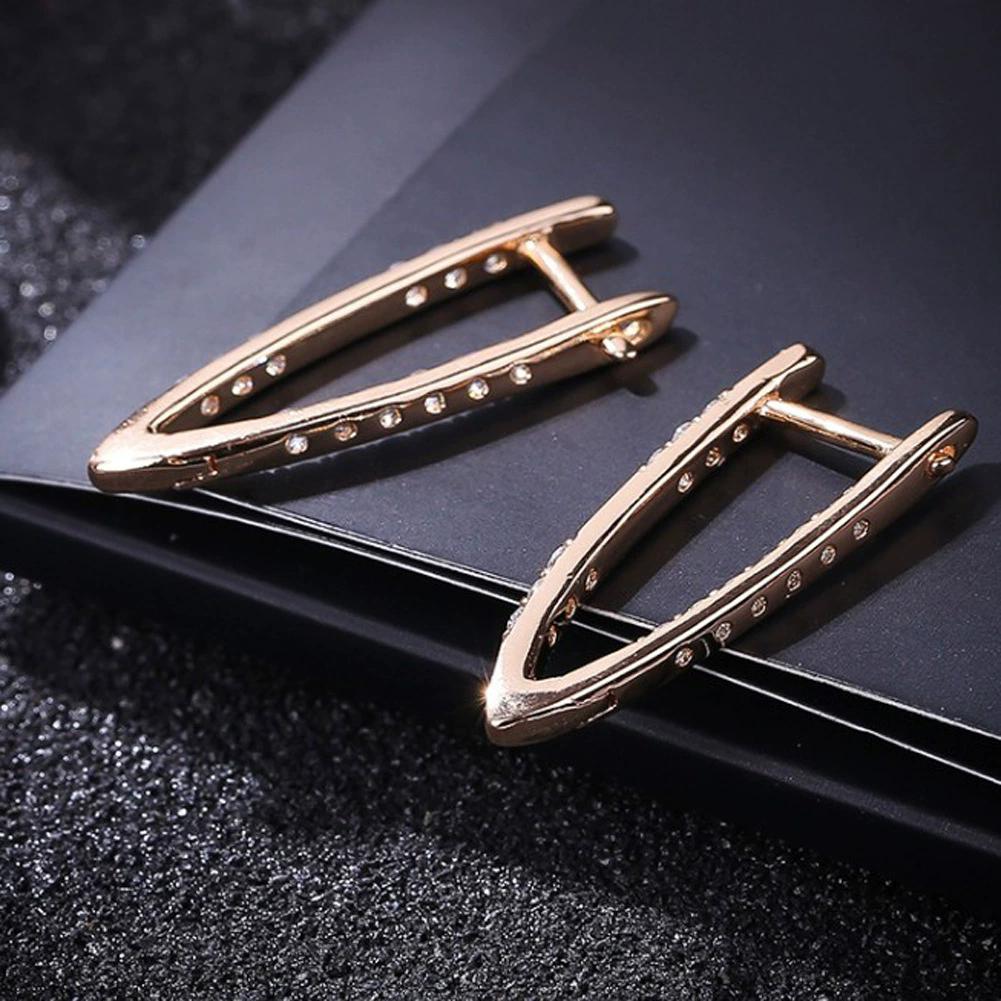 V Shape Design Fashion Jewelry Gifts For Women Earrings Synthetic Zircon Luxurious Fashion Handmade