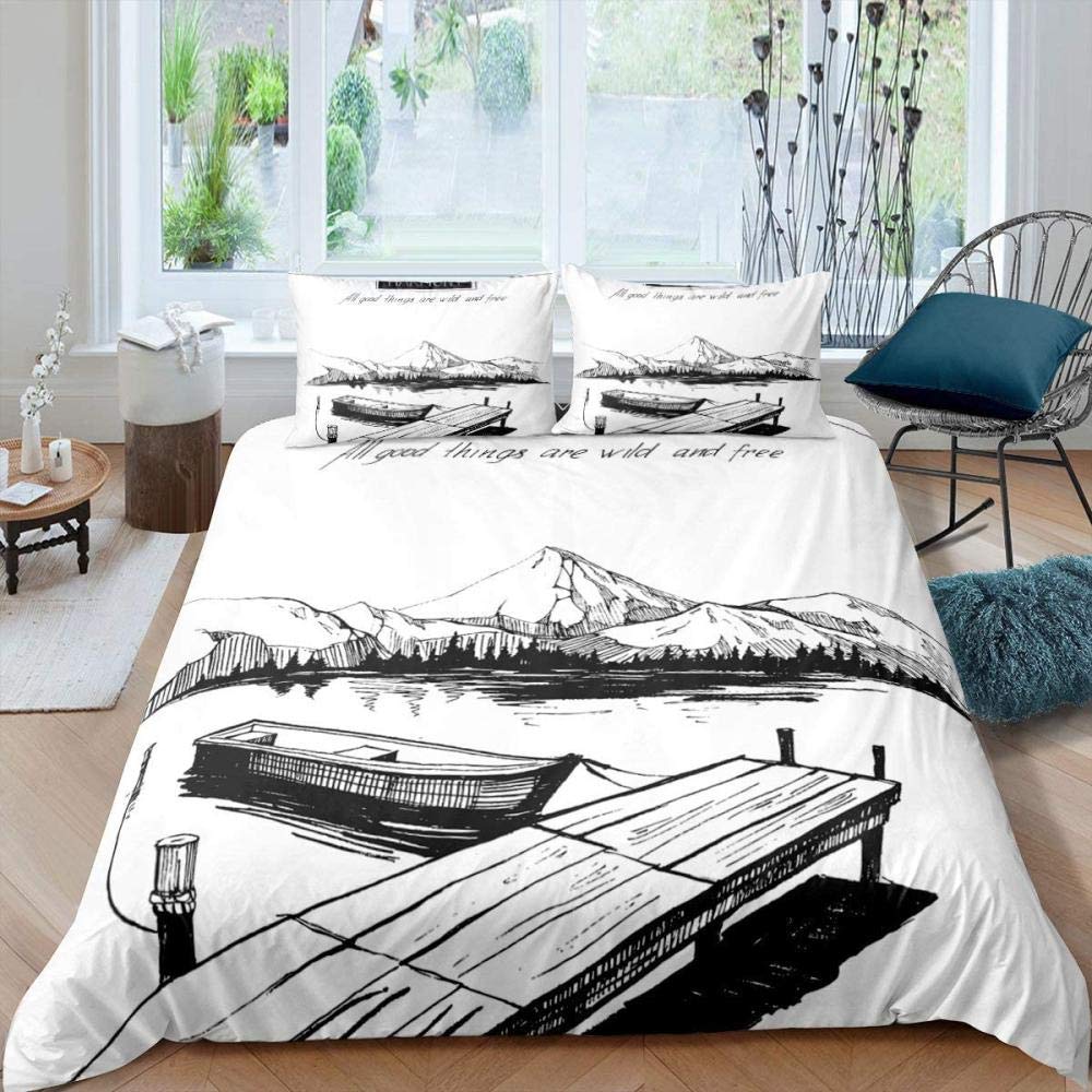 Bridge Landscape Digital Printing Duvet Cover Set For Kids Boys Girls Polyester Bedding Set Double Single Size With Pillowcase