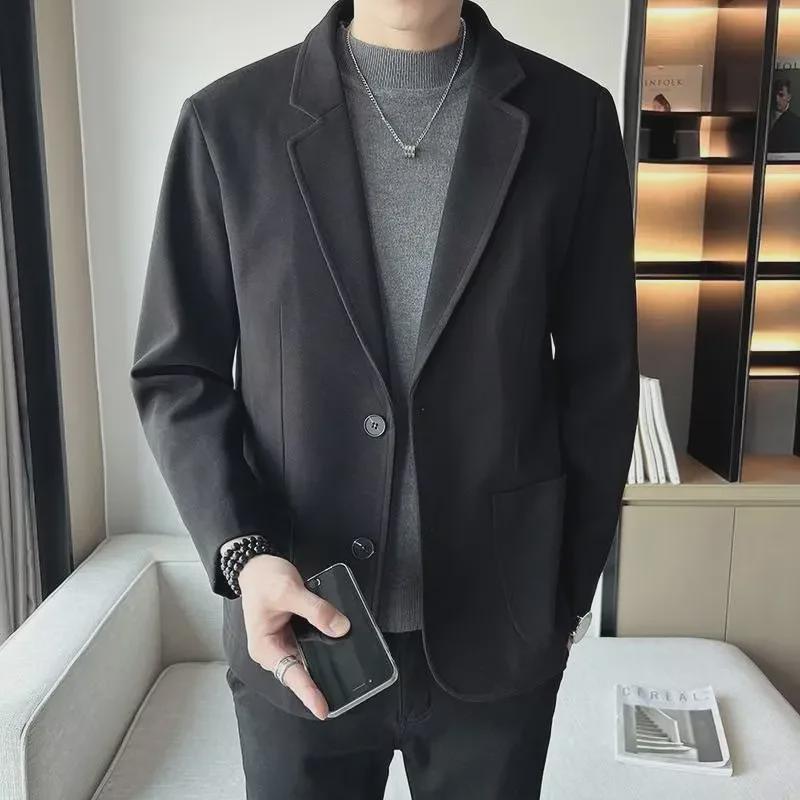 Men's Trendy Korean Wool Suit Jacket for Casual or Light Business Wear