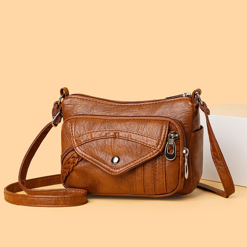 Женская сумка через плечо из искусственной кожи с несколькими отделениями, большая вместимость, сумка для мамы, винтажная сумка через плечо