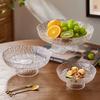 Light Luxury Glass Fruit Plate, Living Room Home Coffee Table, Modern Simple High-Footed Dried Fruit Snack Plate, Reception Fruit Plate