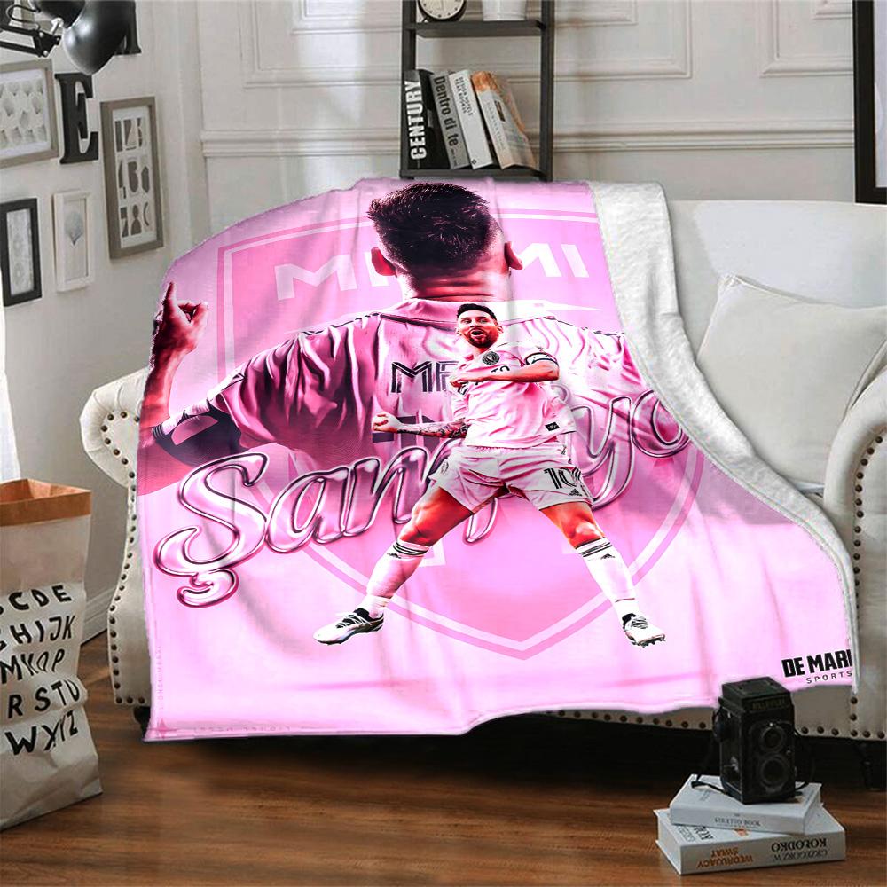 Leo Messi Artwork Blanket Ultra-Soft Great for Office Livingroom Sofa All-Season Use Playful Design Perfect Gift for Relatives and Friends
