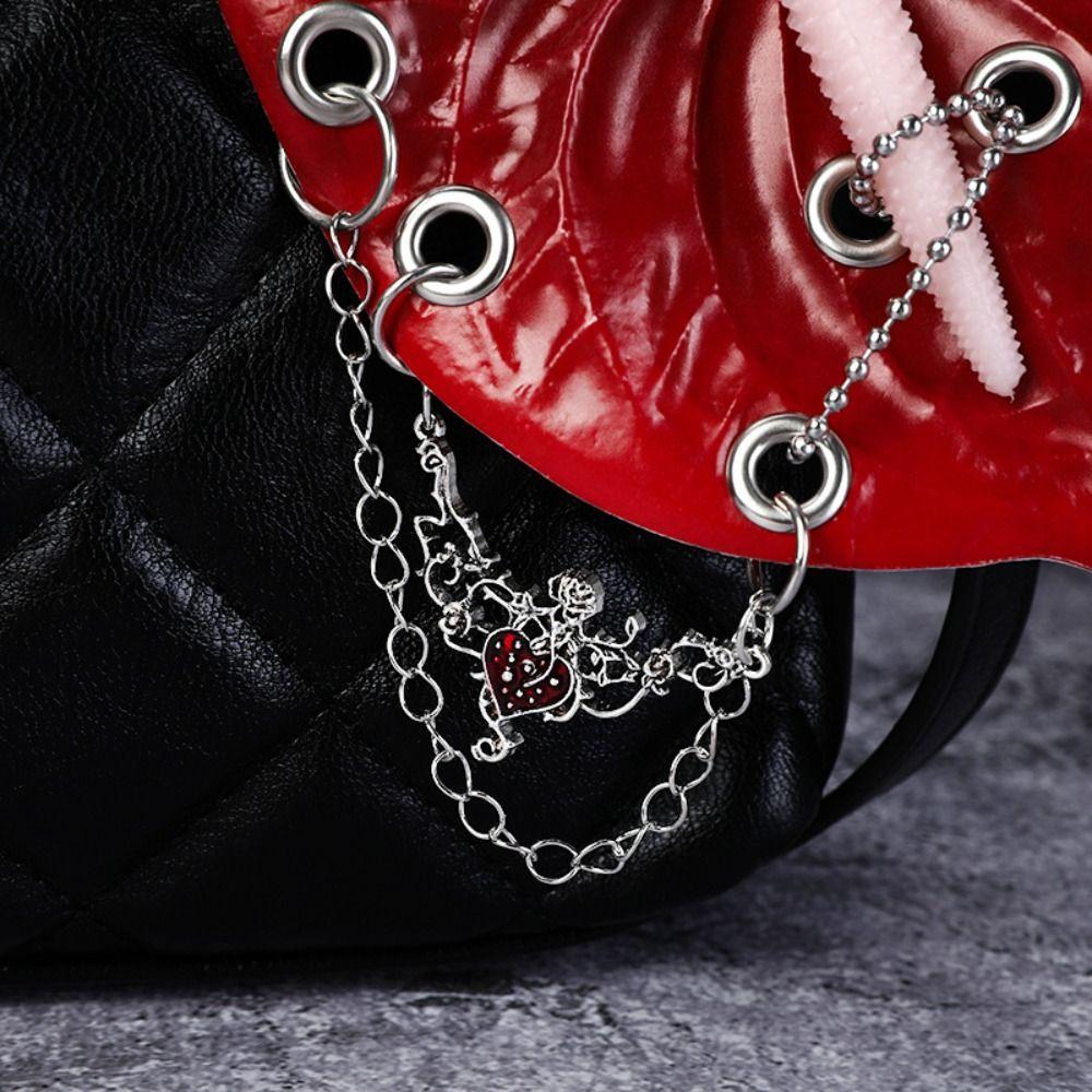 Leaves Phalaenopsis Orchid Keychain Puncture Rivet Bag Pendant  Women Girls