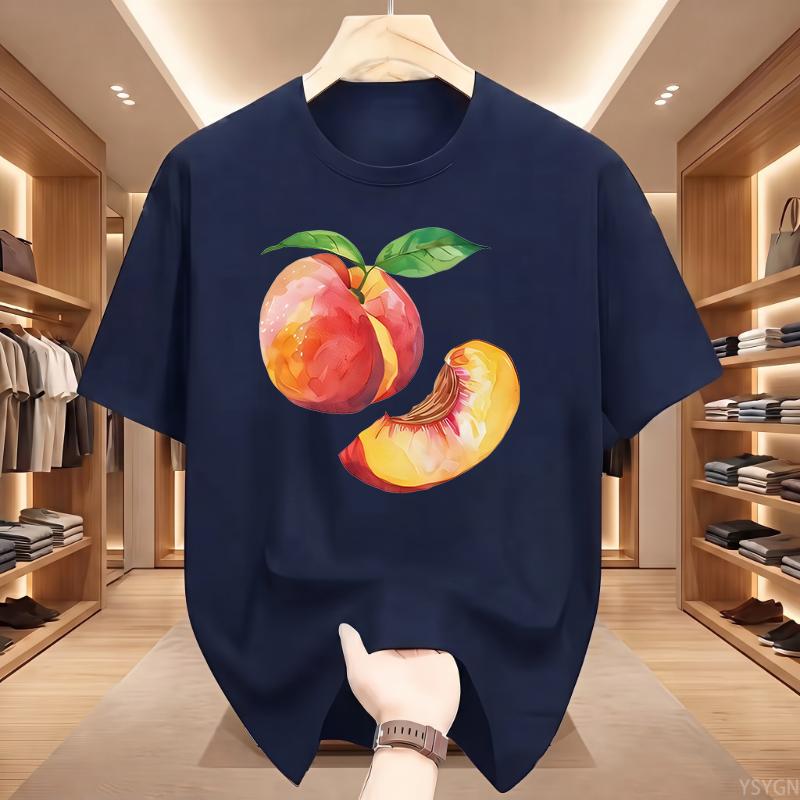 Летняя футболка с коротким рукавом Harajuku Streetwear с изображением целого персика и мужчины-слайса, эстетичные топы