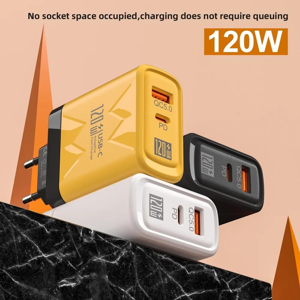 120 Вт GaN USB C быстрое зарядное устройство PD QC3.0 настенный адаптер для iPhone Samsung Xiaomi Redmi быстрая зарядка EU/US вилка телефон зарядное устройство типа C