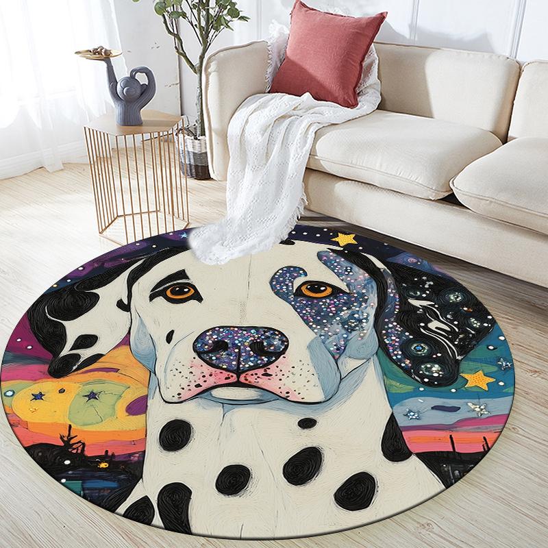 Dalmatian pattern round rug,Carpet Rug for Living Room Bedroom Playroom ,Non-slip Floor Mat,Holiday Gifts and Birthday Gifts.