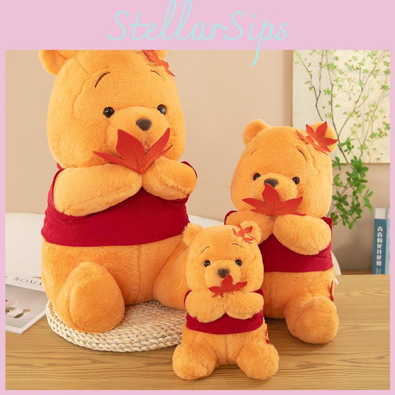 Adorable Maple Leaf Winnie The Pooh Plush Toy Large Stuffed Bear Cuddly Pillow