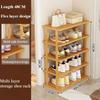 Wood Shoe Rack Multi-Layer Stackable Shoes Organizer Narrow Simple Entrance Shoe Cabinet Storage Shelf Home Space Saving Cabinet