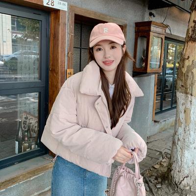 Вельветовая короткая женская новая однотонная полосатая свободная и утолщенная теплая куртка с лацканами