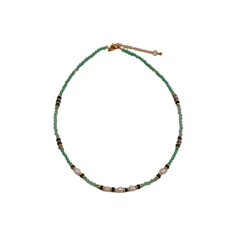 Зеленое ожерелье из пресноводного жемчуга Dongling с ограненным лицом и бусинами из проса, цепочка на шею, ювелирные изделия, цепочка на свитер для женщин