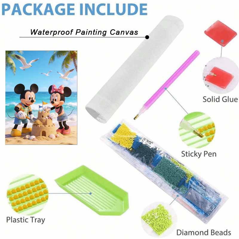 Disney DIY diamond painting 5d full diamond Mickey Minnie beach sandcastle cross stitch diamond living room bedroom decorative painting