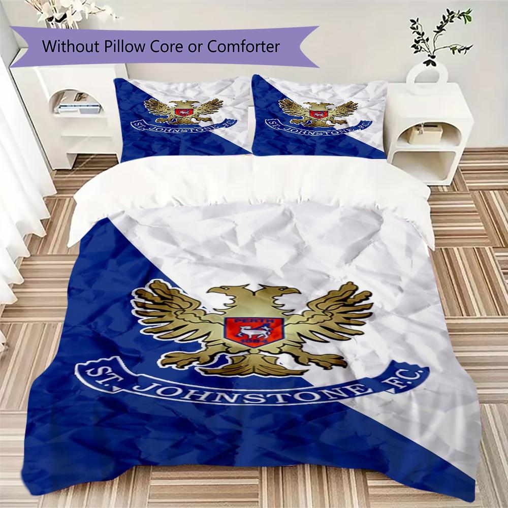 St Johnstone FC Pattern Bedding uilt Set uilt Cover Pillowcase Home Decoration Birthday Gift (1 * duvet cover + 2 * pillowcase without core)