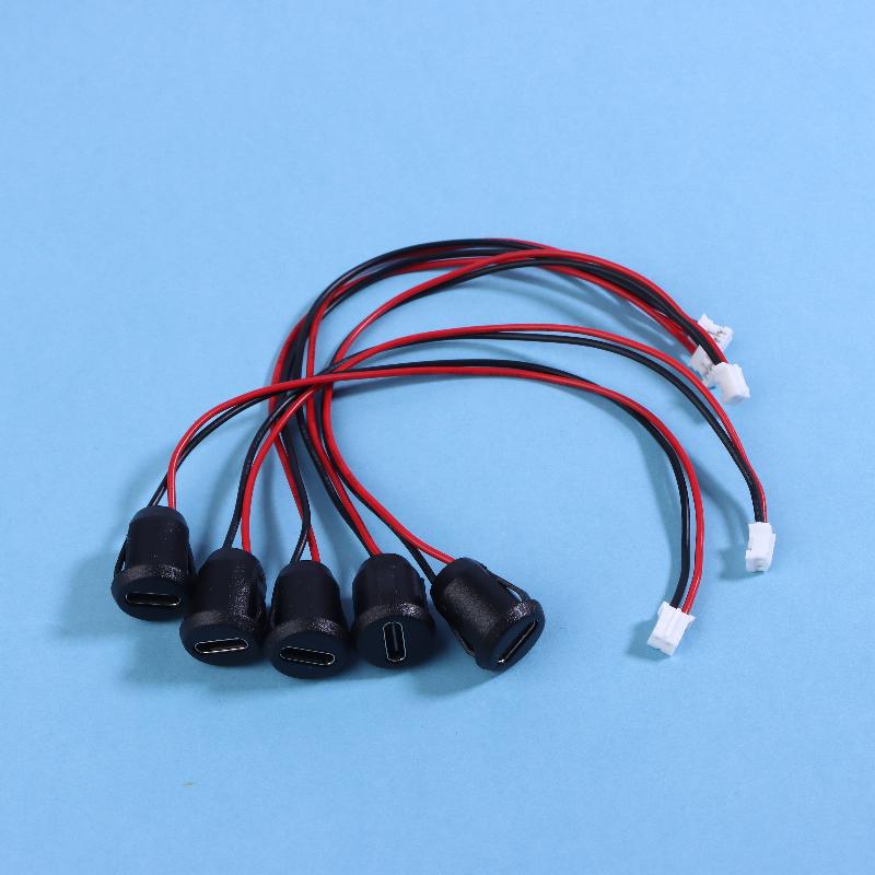 2/5/10 шт. Разъем USB-C Type-C Female для корпуса, 2-контактный разъем Type-C Female, водозащищенный разъем, female-порт для зарядки 3A