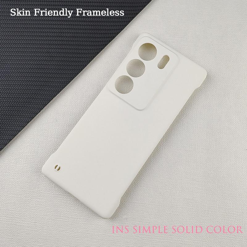 Solid Candy Color Skin Friendly Frameless Phone Case For Vivo V40 V30e V29e V27e V25e V23 Pro Anti-Fingerprints Shockproof Hard PC Matte Cover