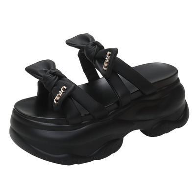 Модные новые летние женские тапочки, шлепанцы, женская пляжная обувь, шикарные туфли на танкетке, женские тапочки на высокой платформе, сандалии 8 см