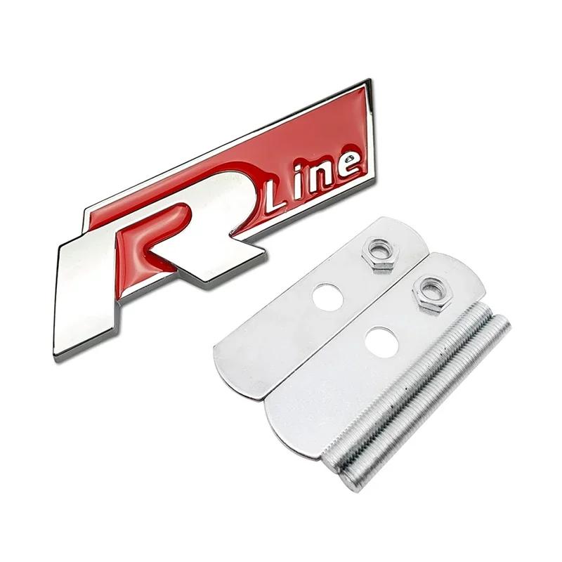 1Pc Metal Rline Emblem Car Front Grille Badge Rear Trunk Sticker for BORA CC GOLF JETTA MK4 PASSAT Polo SR32 Lavida