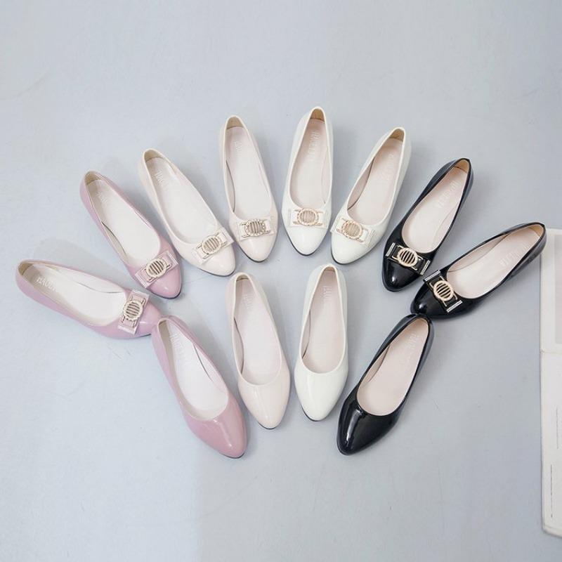 Maogu 2024 Новые женские туфли на каблуках Модные туфли из искусственной кожи Высокий каблук Небольшой толстый каблук Четыре сезона Туфли-лодочки Распродажа Черный