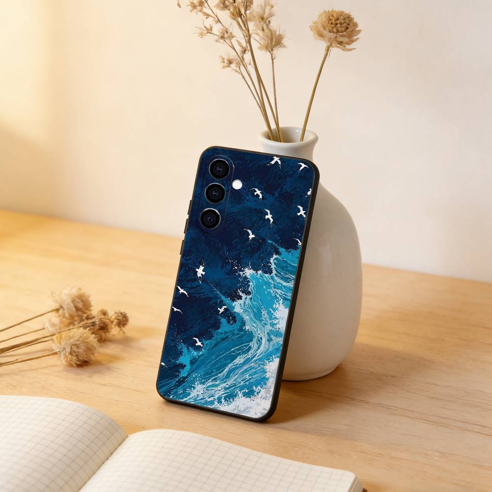 Морской чехол для телефона Samsung Galaxy A73, A72, A71, A70, A53, A52, A51, Мягкий силиконовый черный чехол