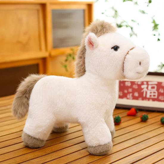 Realistic Horse Plush Toy Year of The Horse Zodiac Soft Stuffed Animal with PP Cotton Filling 2026 Chinese New Year Gift