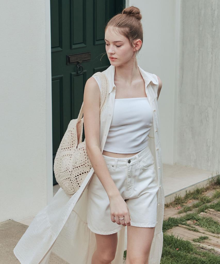 ZEROSTREET White Denim Shorts / White