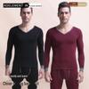 Комплект мужского термобелья класса люкс 2025 года: Эластичный однотонный круглый вырез сверху и снизу на осень/зиму