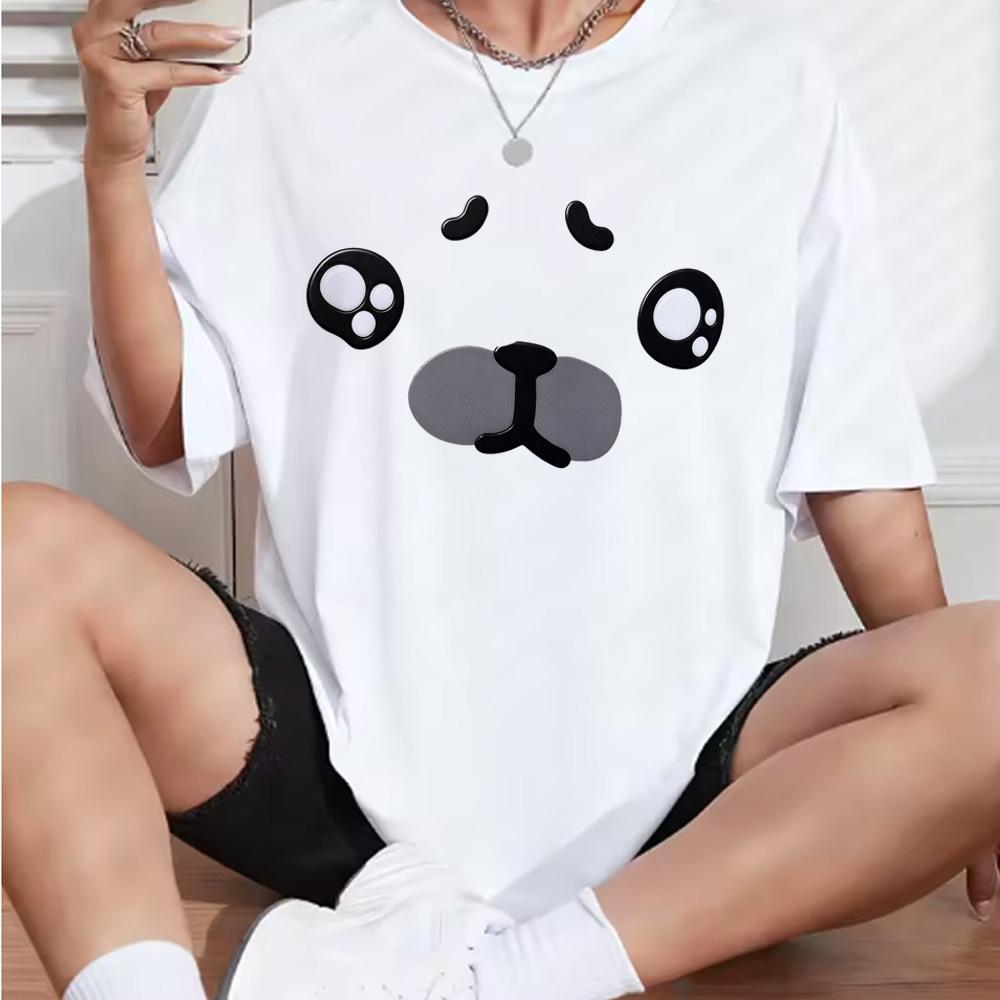 Japanese White Sweet Tshirt Kawaii Cartoon Seal Printed Tshirts Preppy Cute Casual Tees Fashion Harajuku Girls Fashion Y2k Tops