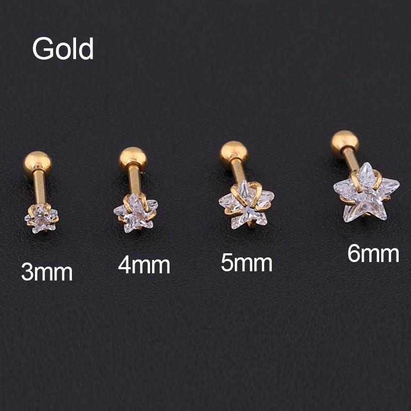 1 пара сережек-гвоздиков для пирсинга хряща и козелка в форме звезды ADM