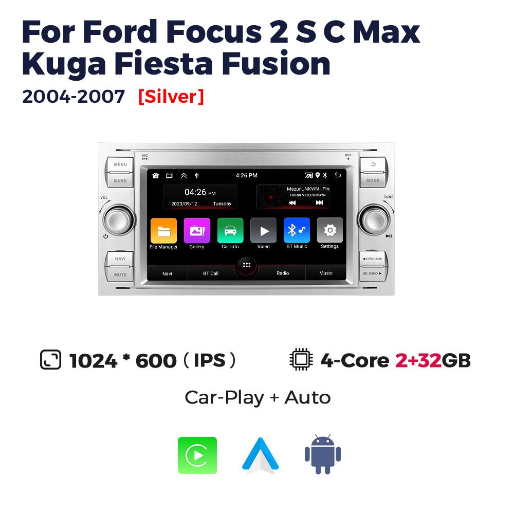7'' 2Din Android Car Radio Carplay For Ford Focus 2007 Mondeo S-max C-max Kuga Galaxy Fiesta Transit Fusion Connect Video Player