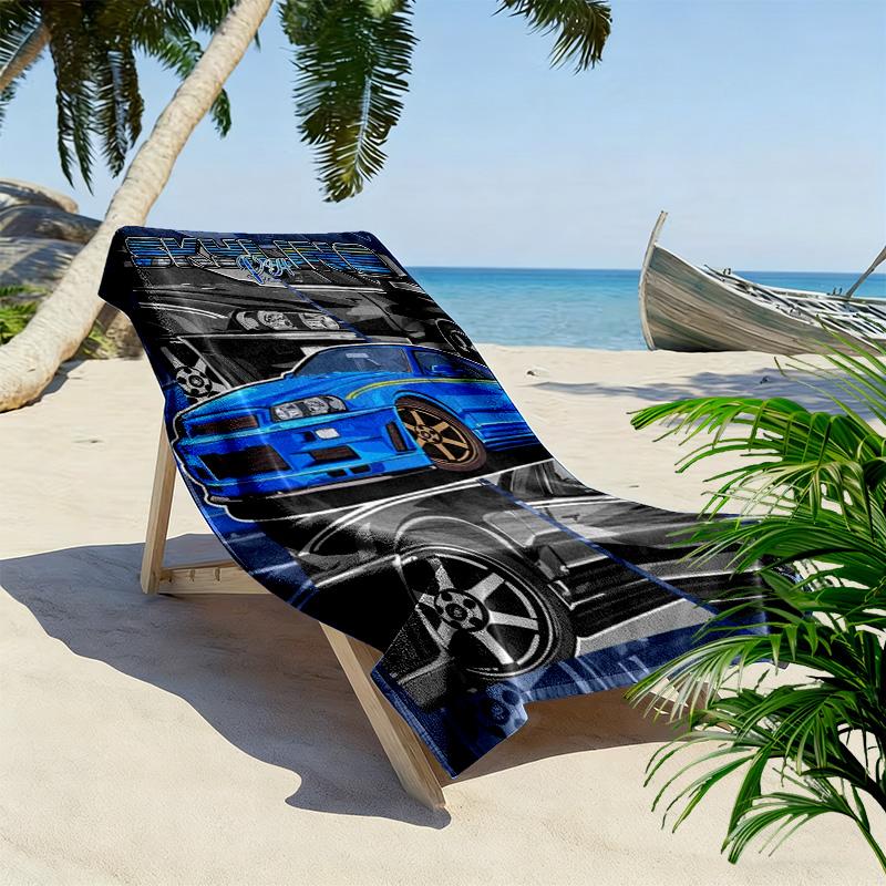 Classic Blue Car 2D Flat Print Beach Towel, Large Soft Quick Dry Towel for Beach Camping Swimming.MSTJ0918240