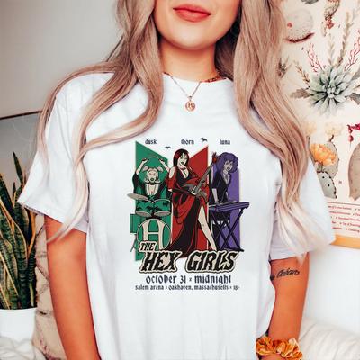 Футболка с туром Hex Girls Футболка с концерта Hex Girls Ретро-футболки на Хэллоуин Футболка рок-группы Hex Girls Топы с коротким рукавом для рок-мамы