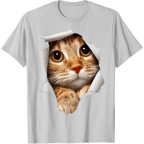Funny Orange Cat Lady Cute Kitten Torn Cloth Cats Lover T-Shirt