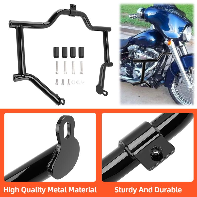 Передняя защита двигателя мотоцикла Для Harley Touring Street Glide Road King Electra Glide 97-08 Дуга безопасности Защита шоссе Черный