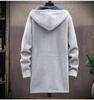 Men's Hooded Long Knit Jacket Cardigan Long Hooded Sweater Thickened Warm Jacket