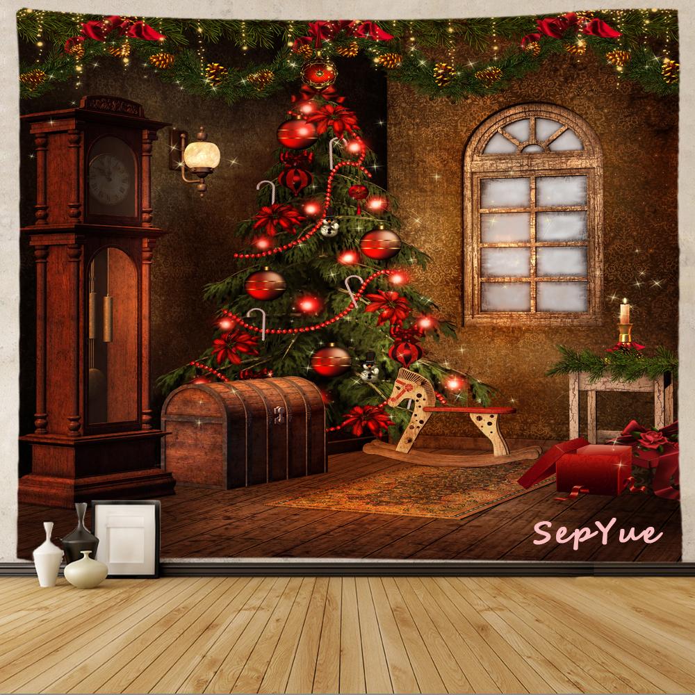 SepYue рождественские носки каминная елка праздничное украшение гобелен с принтом хиппи винтажный большой 3d тканевый настенный гобелен