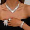 Luxury Diamond Jewelry Set: Shimmering Necklace, Tassel Earrings, Bracelet, and Ring for Brides