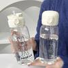 Cartoon Pattern Straw Cup Transparent Suction Cup Drinkware Student Water Bottle  Gym
