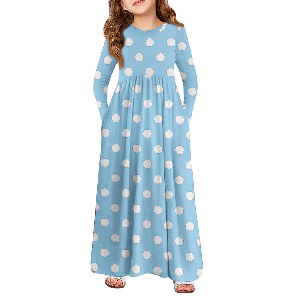 Girls' Maxi Dress - Long Sleeve Pocket Dress