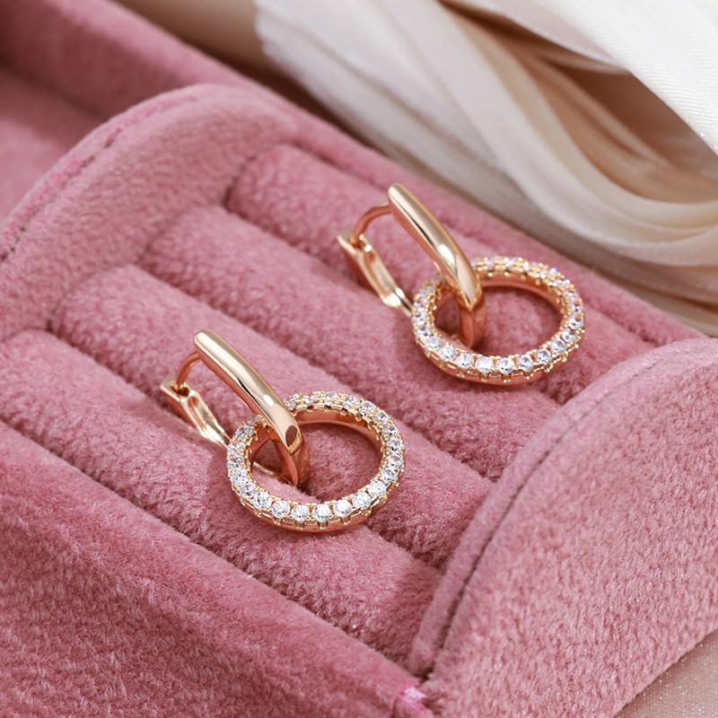 Женские висячие серьги Kinel с цирконием, розовое золото, свадебные украшения для невесты