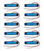 24V Car Blue LED Side Marker Lamp, 6 Rows General Purpose, Set of 10,