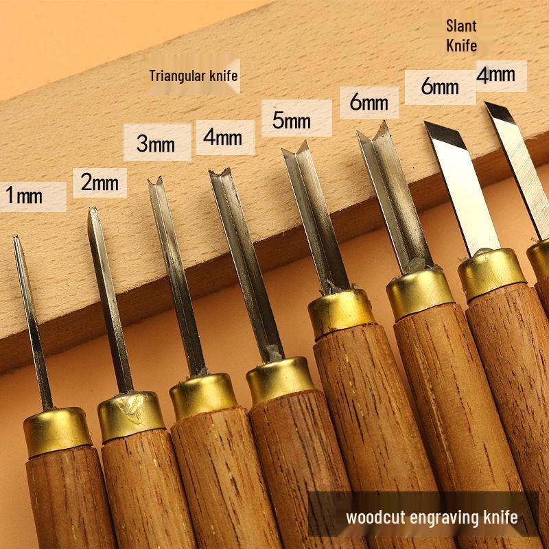 Набор ножей для резьбы по дереву: Плоские, Круглые, Скошенные Лезвия для Ручной Гравюры на Дереве