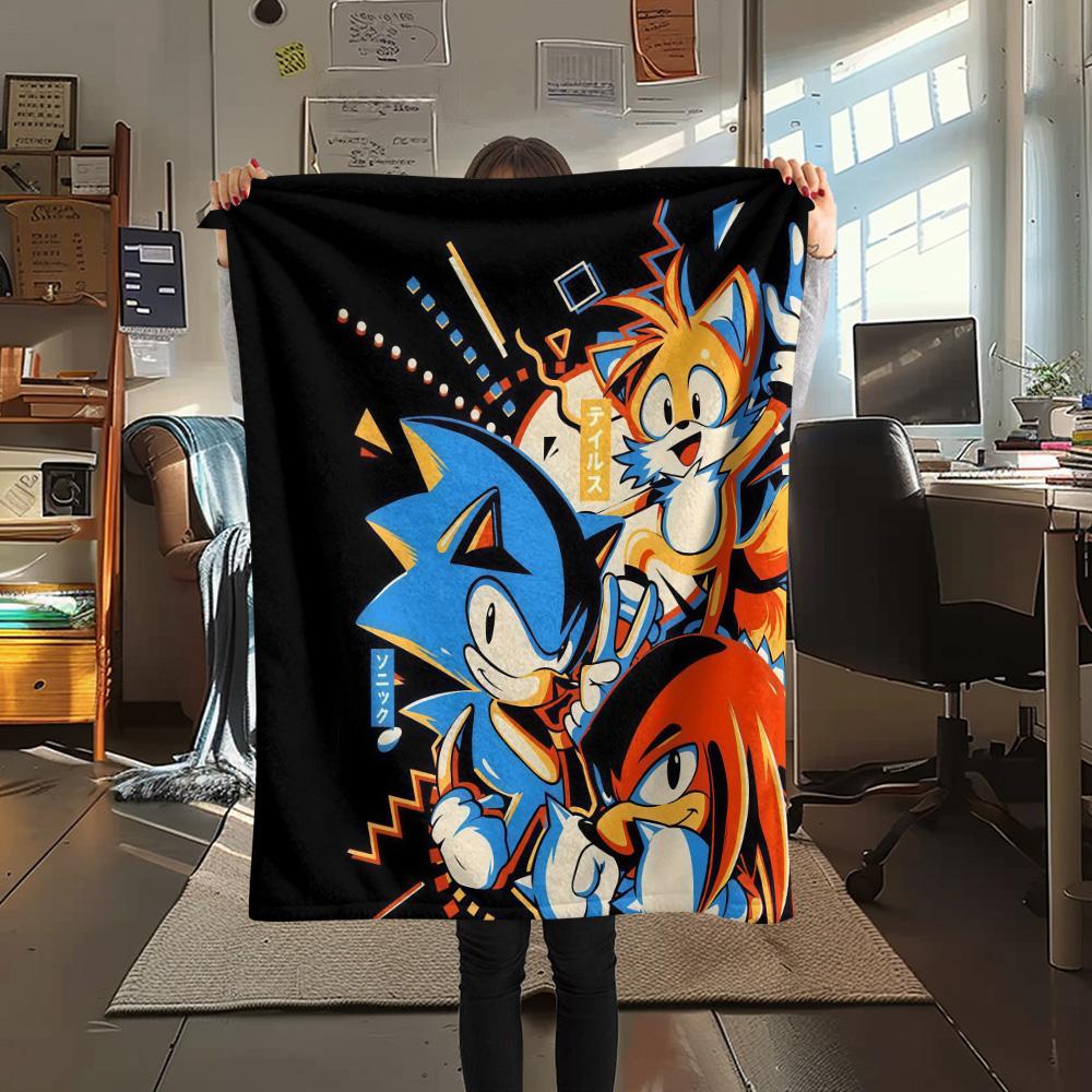 Sonic the Hedgehog Flannel Blanket, High quality Comfortable for All Seasons, Home Decor, Warmth and Comfort