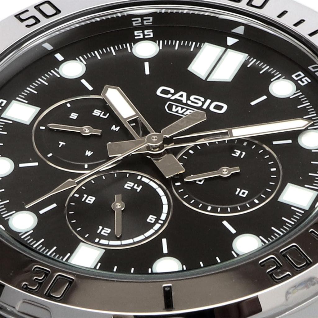 Casio Стандартные кварцевые часы Серебристый и черный металл Международная модель Мужские MTP-VD300D-1E