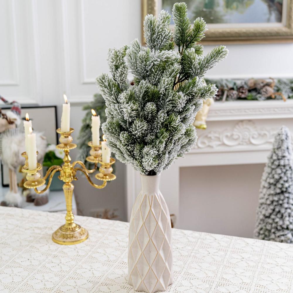 1 шт. Рождественская елка Сосновые ветки Искусственные Поддельные растения Снежные сосны Гирлянда Для Рождественского венка Украшение для вечеринки Рождественские подарки Украшение
