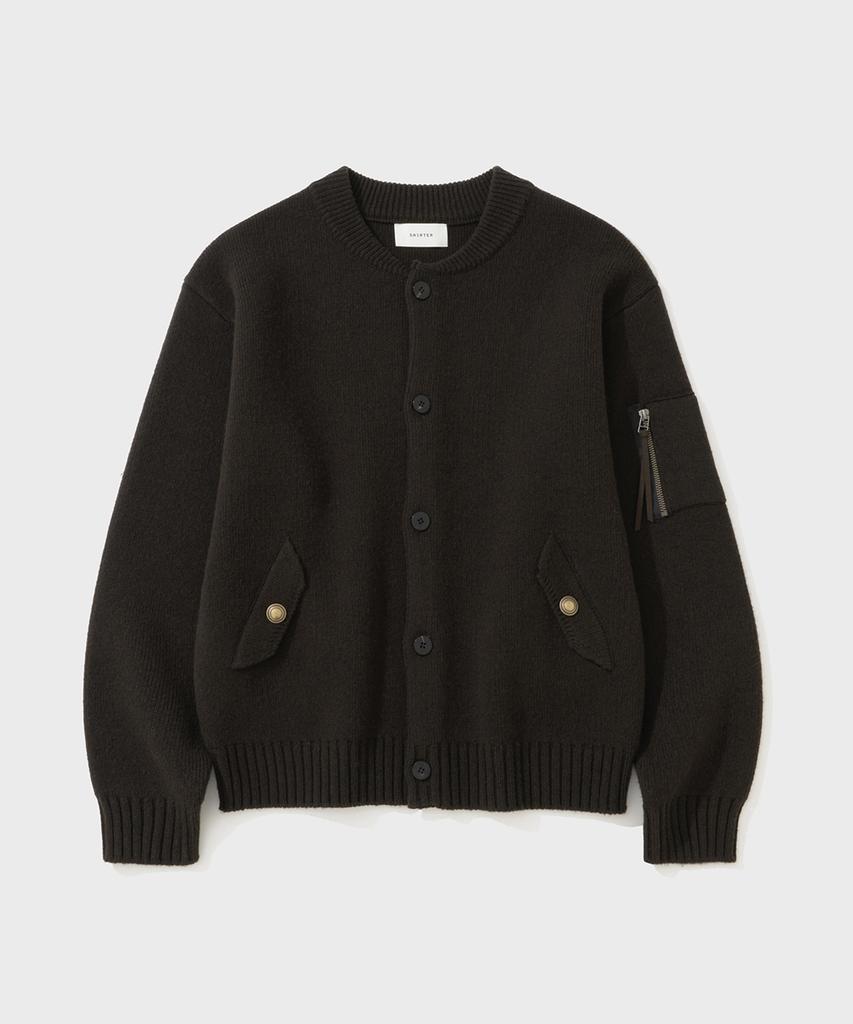 Shirter Chunky Yarn Heavy Cardigan (Dark Brown)