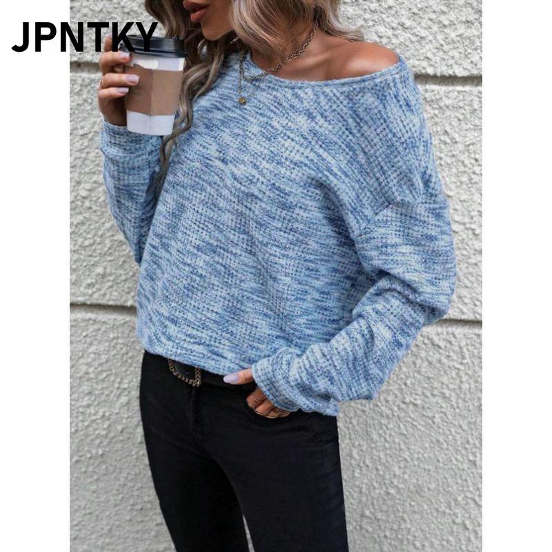 Женская модная повседневная блузка с круглым вырезом и длинным рукавом JPNTKY