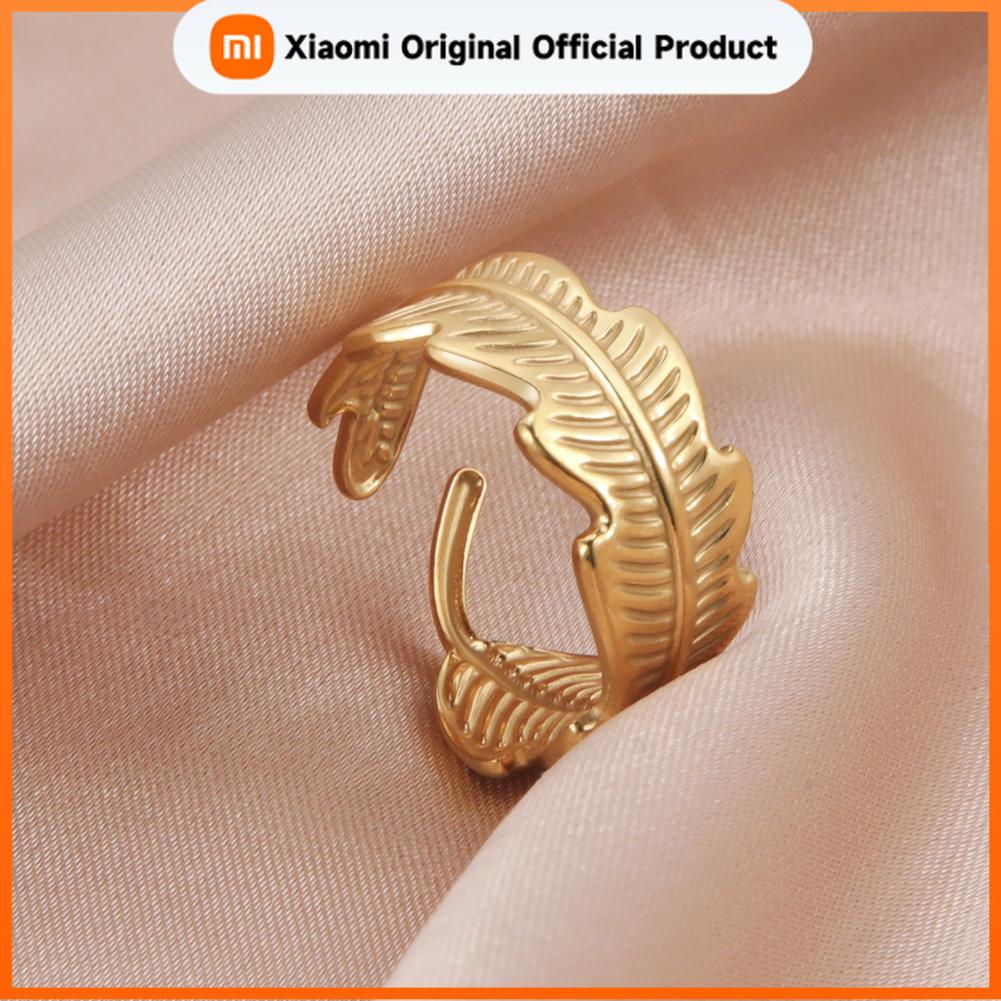 Xiaomi Skyrim Fashion Leaves Women Rings Gold Color Stainless Steel Adjustable Engagement Finger Ring Mother Day Gift 2026 Jewelry