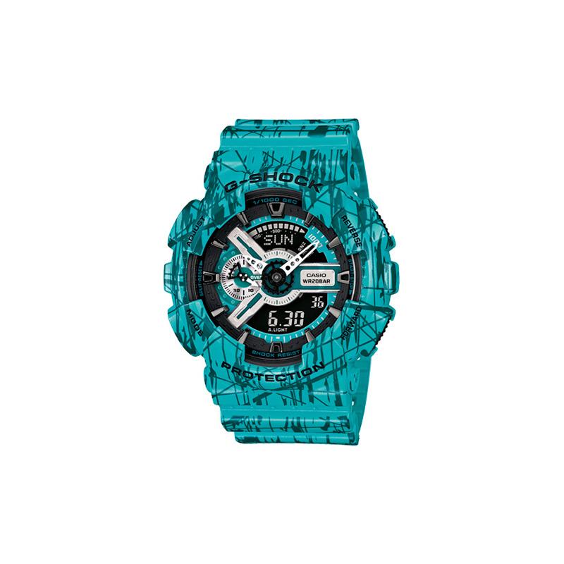 Casio Серия с двойным дисплеем LCD/стрелочным, серия с темой «УЗОРЫ SLASH», полностью автоматический календарь, ударопрочные, противомагнитные и водонепроницаемые спортивные часы GA-110SL-3