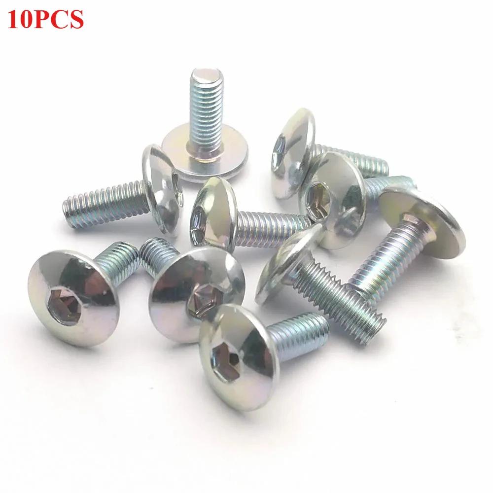 10-20 шт. больших плоских винтов с круглой головкой и внутренним шестигранником M6 6 мм M6X16 темно-серебристого цвета для мотоциклов, скутеров, квадроциклов, мопедов, пластиковых кожухов.
