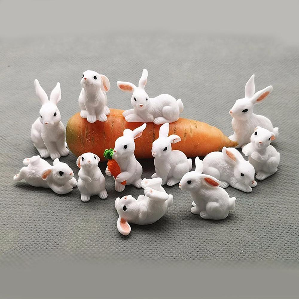 Craft Dollhouse Ornament Micro Landscape Miniature Rabbit Figurine Resin Bunny Statue Fairy Garden